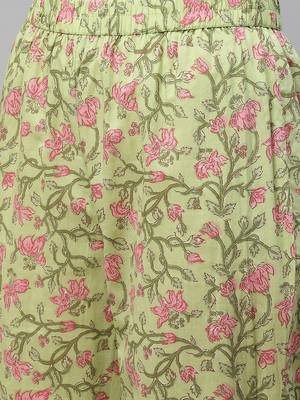 pink color printed pure cotton styles kurta trouser with dupatta 5