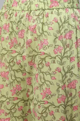 pink color printed pure cotton styles kurta trouser with dupatta