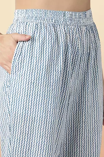 white color printed pure cotton styles kurta trouser with dupatta