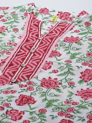 white color printed pure cotton styles kurta salwar with dupatta 2