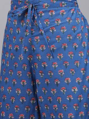 blue color printed rayon styles kurta trouser with dupatta 5