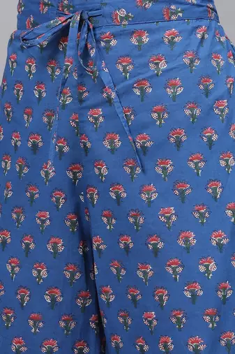 blue color printed rayon styles kurta trouser with dupatta