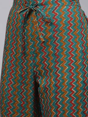 teal color printed rayon blend styles kurta trouser with dupatta 5