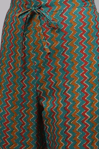 teal color printed rayon blend styles kurta trouser with dupatta