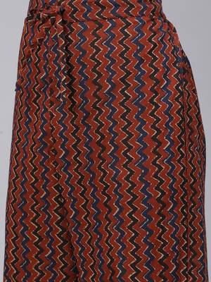 rust color printed rayon styles kurta trouser with dupatta 5