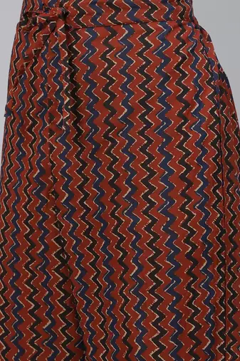 rust color printed rayon styles kurta trouser with dupatta