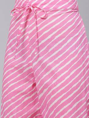 pink color printed pure cotton styles kurta trouser with dupatta 5