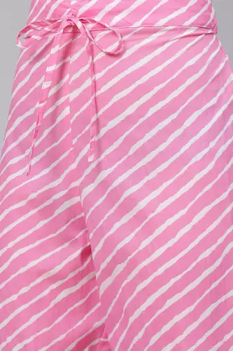 pink color printed pure cotton styles kurta trouser with dupatta