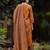 rust color printed rayon blend styles kurta trouser with dupatta