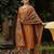 rust color printed rayon blend styles kurta trouser with dupatta