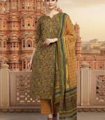 green color printed pure cotton styles kurta trouser with dupatta