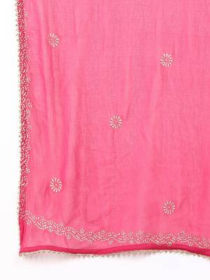 pink color woven design viscose rayon styles kurta sharara with dupatta 5