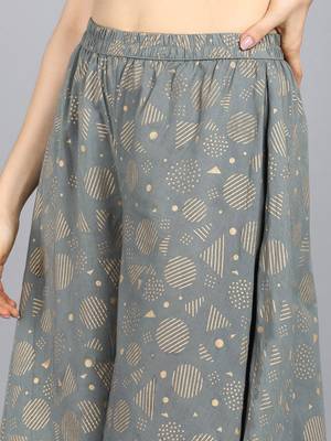 grey color printed pure cotton styles kurta palazzo with dupatta 5