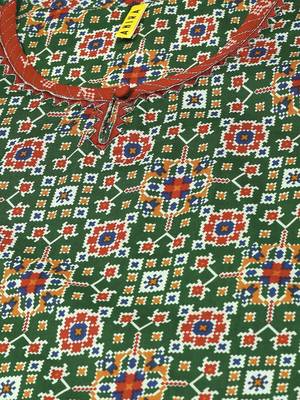 green color printed pure cotton styles kurta trouser with dupatta 2