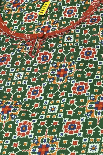 green color printed pure cotton styles kurta trouser with dupatta