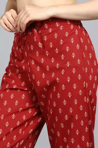 green color printed pure cotton styles kurta trouser with dupatta