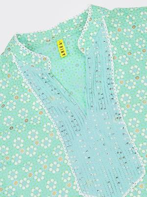 sea green color printed pure cotton styles kurta salwar with dupatta 2