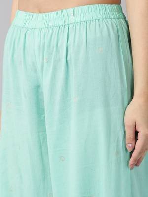 sea green color printed pure cotton styles kurta salwar with dupatta 5