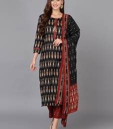 black color printed rayon blend styles kurta trouser with dupatta