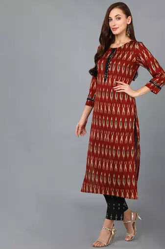maroon color printed rayon blend styles kurta trouser with dupatta