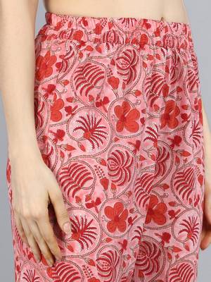 pink color embroidered pure cotton styles kurta trouser with dupatta 5