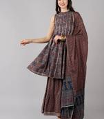 blue color printed pure cotton styles kurta sharara with dupatta