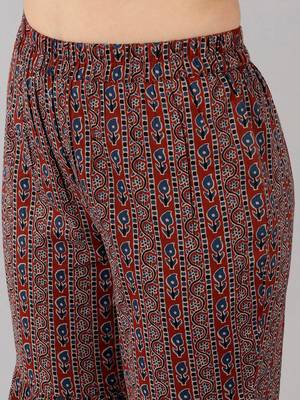 blue color printed pure cotton styles kurta sharara with dupatta 5