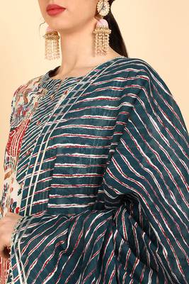 white color printed pure cotton styles kurta sharara with dupatta 2