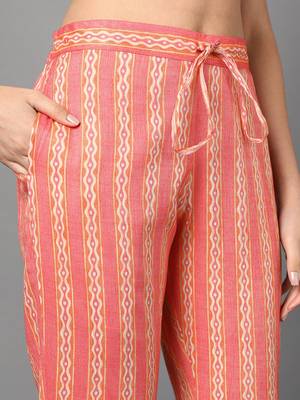 pink color printed pure cotton styles kurta trouser with dupatta 5