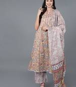 yellow color printed pure cotton styles kurta palazzo with dupatta