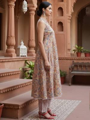 yellow color printed pure cotton styles kurta palazzo with dupatta 3