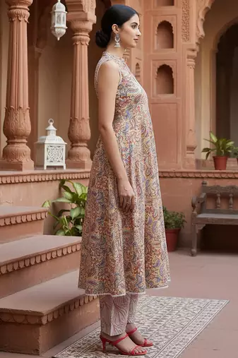 yellow color printed pure cotton styles kurta palazzo with dupatta