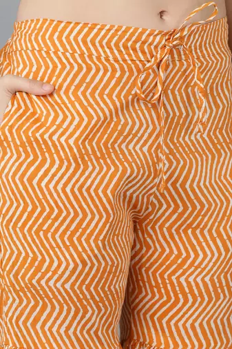 orange color embroidered pure cotton styles kurta sharara with dupatta