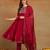 burgundy color embroidered silk blend styles kurta trouser with dupatta