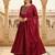 burgundy color embroidered silk blend styles kurta trouser with dupatta