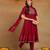burgundy color embroidered silk blend styles kurta trouser with dupatta