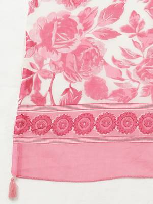 pink color printed cotton blend styles kurta trouser with dupatta 4