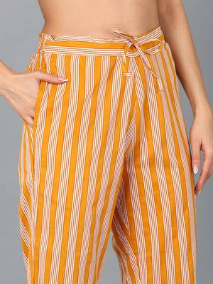 mustard color printed pure cotton styles kurta trouser with dupatta 5