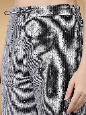 black color embroidered pure cotton styles kurta trouser with dupatta 5