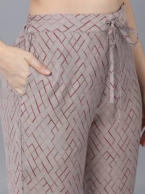 burgundy color printed poly silk styles kurta trouser with dupatta 5