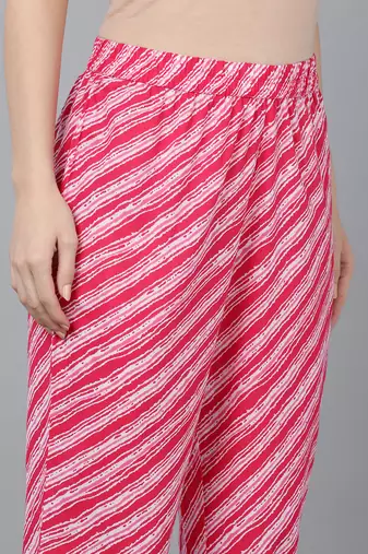 pink color embroidered pure cotton styles kurta trouser with dupatta