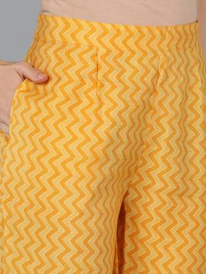 mustard color printed silk blend styles kurta trouser with dupatta 5