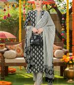 black color printed rayon styles kurta trouser with dupatta