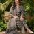 black color printed rayon styles kurta trouser with dupatta