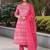 pink color yoke design pure cotton styles kurta trouser with dupatta