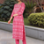 pink color yoke design pure cotton styles kurta trouser with dupatta