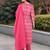 pink color yoke design pure cotton styles kurta trouser with dupatta