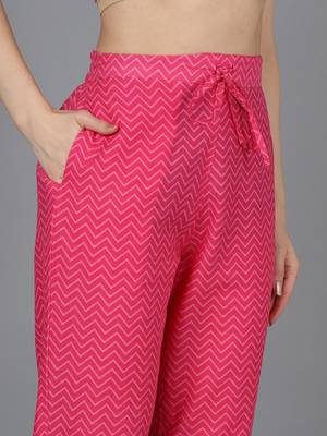 pink color yoke design pure cotton styles kurta trouser with dupatta 5