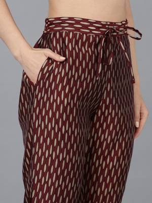 maroon color embroidered silk blend styles kurta trouser with dupatta 5
