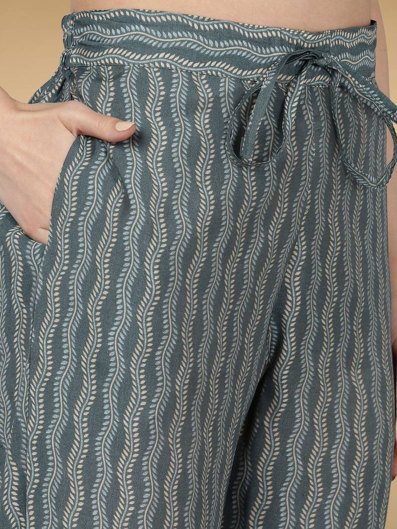 green color embroidered silk blend styles kurta trouser with dupatta